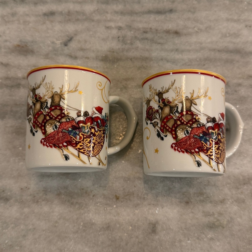 Williams Sonoma Twas the Night Before Christmas - Set of 2 Rare Child Size Mugs